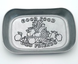 Wilton Armetale Pewter Large Bread Tray &quot;Good Food Good Friends&quot; #246245 - $16.04