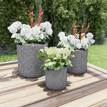 Pure Garden 50-LG1187 Fiber Clay Modern Decor Marbled Planters, Gray - Set o - £144.54 GBP