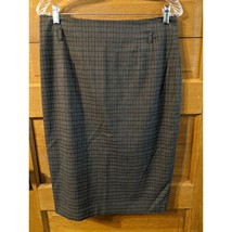 Amanda + Chelsea Size 8 Straight Skirt Gray Brown Plaid High Waist Business... - £7.85 GBP