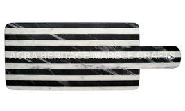 9&quot;x14&quot; Black &amp; White Strips Marble Cheese Chopping Board Kitchenware Decor E694 - £214.89 GBP