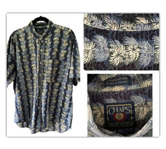 Vintage 90s Chaps Ralph Lauren Aloha Hawaiian Shirt Men’s L Palm Trees Blue - £22.60 GBP