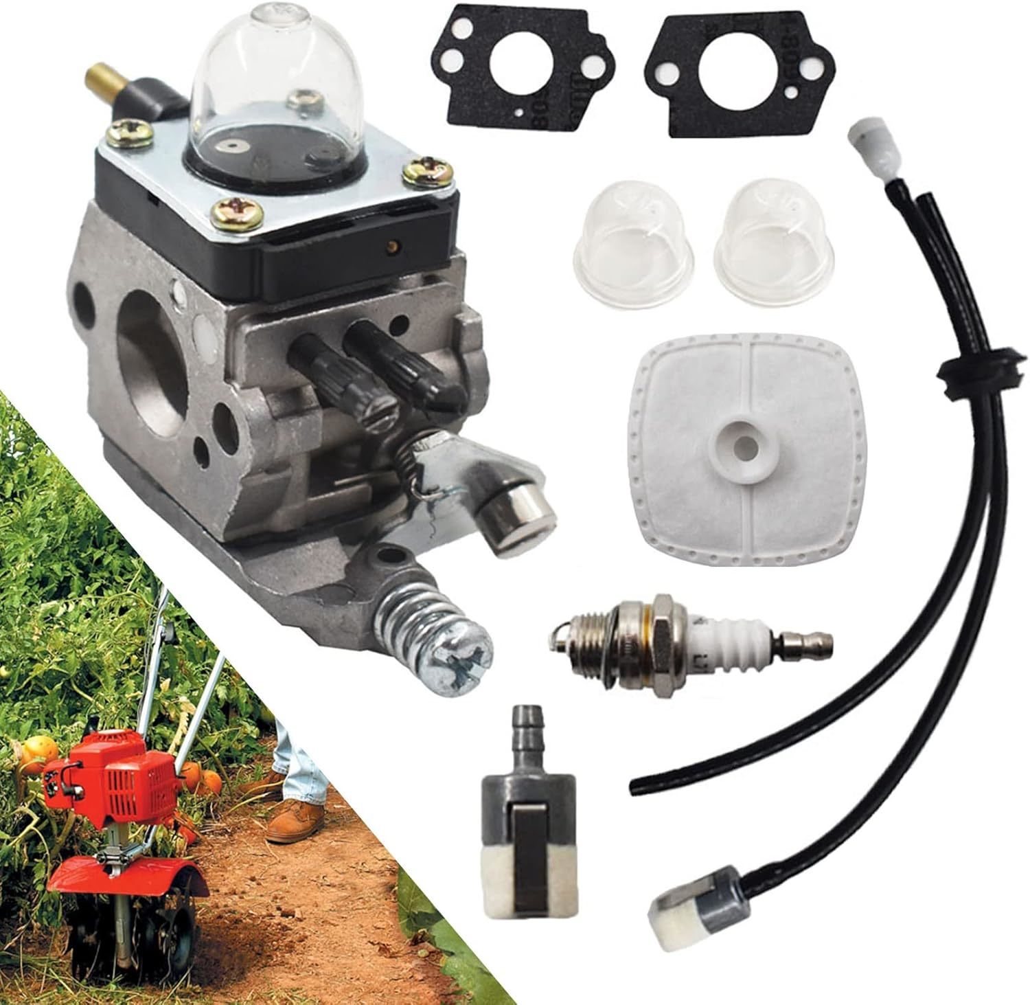 Carburetor With Air Filter Replacement For Mantis Tiller 7222, K54A A021... - $38.99