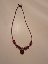 Glass Beaded Necklace Beads Pink Red Metal Rose Clasp - £21.06 GBP