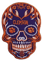 Clemson Tigers Sugar Skull NCAA Football Embroidered Iron On Patch Super... - $12.48+