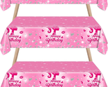 Pink Girl Party Disposable Tablecloths 86X51In 3Pcs Princess Girl Birthd... - £18.43 GBP