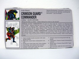GI Joe Crimson Guard Commander File Card Vintage Figure Accessory Part 1993 - $5.19