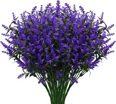 U/D 12 Bundles Fake Flowers Artificial Lavender Outdoor Uv Resistant Plants - £23.12 GBP