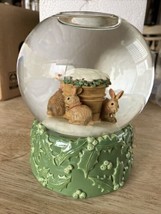 Hallmark Marjolein Bastin Winter Rabbits Christmas Tea Light Candle Water Globe - $25.23