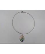 HAWAIIAN CHOKER NECKLACE ABALONE TEARDROP SHELL PENDANT SILVER COLOR CAB... - £7.46 GBP