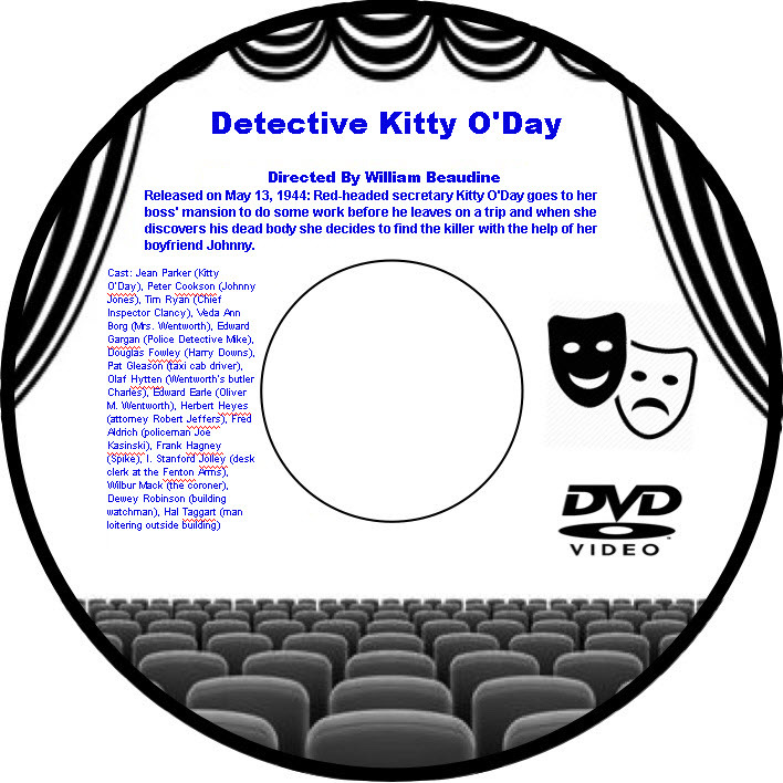 Detective Kitty O'Day 1944 DVD Movie Mystery Jean Parker Peter Cookson Tim Ryan