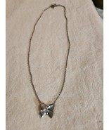 VINTAGE SIGNED CITATION SILVER TONE BUTTERFLY 9&quot; NECKLACE.  DAINTY - $20.51 CAD