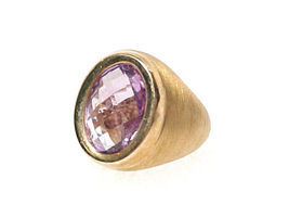 VERONESE Italian Rose Gold on Sterling Silver AMETHYST RING by Milor - S... - £51.36 GBP
