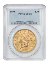 1898 $20 PCGS MS62 - £2,600.44 GBP