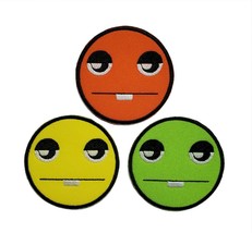 Emoji Embroidered Applique Sew/Iron On Patch 2.5&quot; Funny Laugh Hook &amp; Loop 6 - £5.10 GBP+