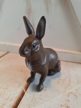 Vintage Cast Iron Brown Rabbit Bunny Slotted Coin Bank Collectible 4.5&quot;T - £19.77 GBP