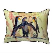 Betsy Drake Penguins Large Indoor Outdoor Pillow 16x20 - £36.99 GBP