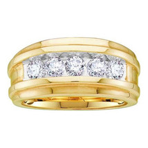 14kt Yellow Gold Mens Round Diamond Wedding Channel Set Band Ring 1 Cttw - £2,223.40 GBP
