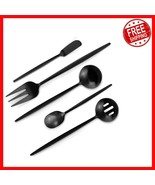 Opulent 5-Piece Round Silverware Set in Matte Black for Entertaining Guests - €22,24 EUR