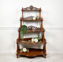 Antique Victorian Walnut Étagère With Carving | Knick Knack What-not Display 5 S - £793.53 GBP