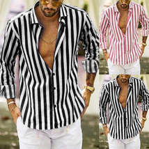 Men&#39;s long sleeve striped shirt - £19.22 GBP+