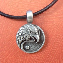 American Eagle Coin Yin Yang Pewter Silver Toned Pendant / Necklace - £11.70 GBP