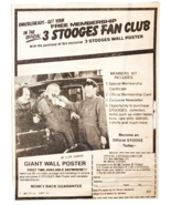 1982 3 Stooges Fan Club Membership Advertisement Movie Memorabilia DWJJ13 - $34.27 CAD
