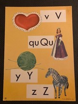 Flash Card Vintage Large Colorful School Alphabet V, Q, Y, Z  JB Lippinc... - $8.20