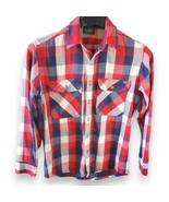 OshKosh B&#39;Gosh Flannel Shirt Men&#39;s M Plaid Shopworn Paint Splotched Vintage - $34.21 CAD