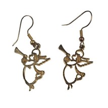 Goldtone Trumpeting Angel Earrings pierced Ears Dangle Open Work  - £4.63 GBP