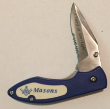 Masonic Pocket Knife, Free Masons Semi-Serrated Knife - $12.62