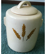 Vintage large McCoy ceramic pottery wheat large cookie jar with lid mid ... - $44.55