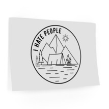 I Hate People Camping Scene Black &amp; White Wall Decal-Various Sizes - $31.93+