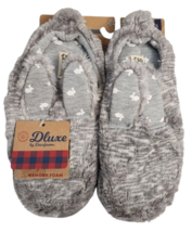 Dluxe by Dearfoams Memory Foam Girls Kids Cute Gray Bunny Slippers US9-10/UK 8-9 - $15.83