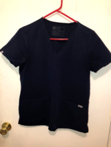 Figs Technical Collection Womens SZ Small Navy Blue Scrub Top Pockets - £10.12 GBP