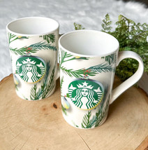 Starbucks 2020 Christmas Coffee Mug Green Pine Tree Branches Lights Holi... - $17.30