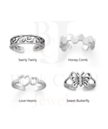 925 Sterling Silver Swirly Twirl Butterfly Honeycomb Adjustable Toe Ring... - £13.21 GBP+