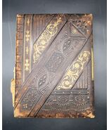 Antique Large Leather Hardbound Family Photo Album 1800&#39;S Full - $348.58 CAD