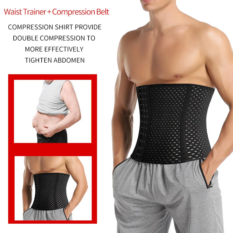 Sporting Men Slimming Body Shaper Waist Trainer Trimmer Belt Corset For Abdomen  - £23.54 GBP