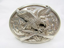 Vintage American Eagle Rifle Mixed Metal Belt Buckle Made in USA 3 3/4 x... - £17.91 GBP