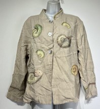 nautical shells beach theme linen hand Painted Lagenlook Art To Wear jacket Top - $39.59