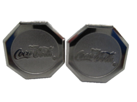 Coca-Cola Cuff Links Stainless Steel Vintage Hexagon Script Logo Enjoy - £20.36 GBP