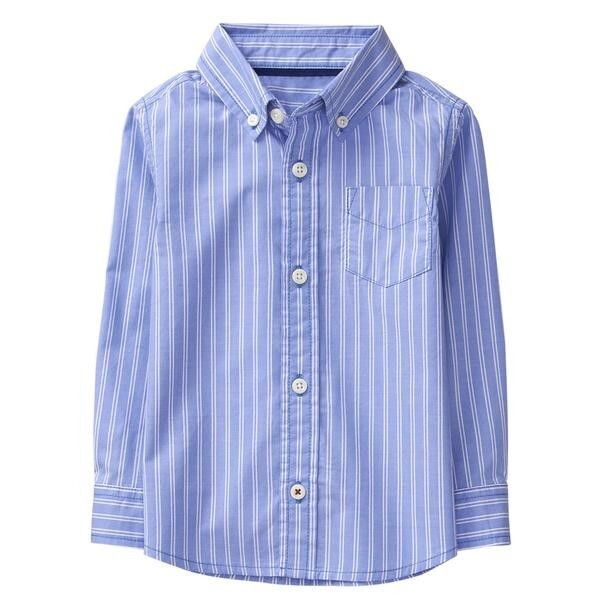 NWT Crazy 8 Blue Striped Boys Long Sleeve Button Up Shirt Size 4T - £8.34 GBP