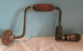 Antique Vintage Manual Drill, Brace Unmarked, 13in Wood Handle - £17.26 GBP