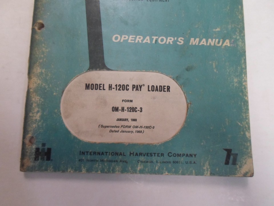 1969 WORN FACTORY OEM International Et Hough Operator Manual H-120C-3-
show o... Item image 3