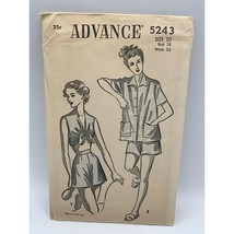 Advance Misses Top Shorts Sewing Pattern Sz20 5243 - Uncut - $14.84