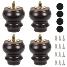 Wooden Round Gourd Furniture Legs 3 Inch Set Of 4 Mid-Century Modern Sofa Cou... - £33.63 GBP