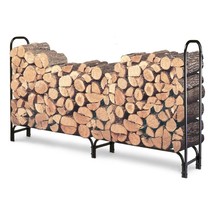 Outdoor 8ft Firewood Rack Wood Log Storage Sturdy Tubular Steel - £124.44 GBP