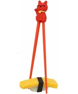 Cute Red Maneki Neko Cat Reusable Training Chopsticks Set With Silicone ... - $15.76 CAD