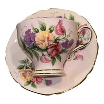 Paragon Sweet Pea Pink Teacup &amp; Saucer Set Bone China England Floral Gol... - $94.05