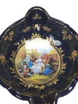 Limoges France Cobalt 24k Gold Footed Bowl Hand Painted Vintage - £157.37 GBP